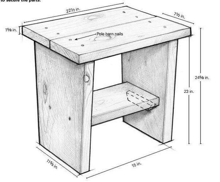 Табурет своими руками из дерева чертежи с размерами