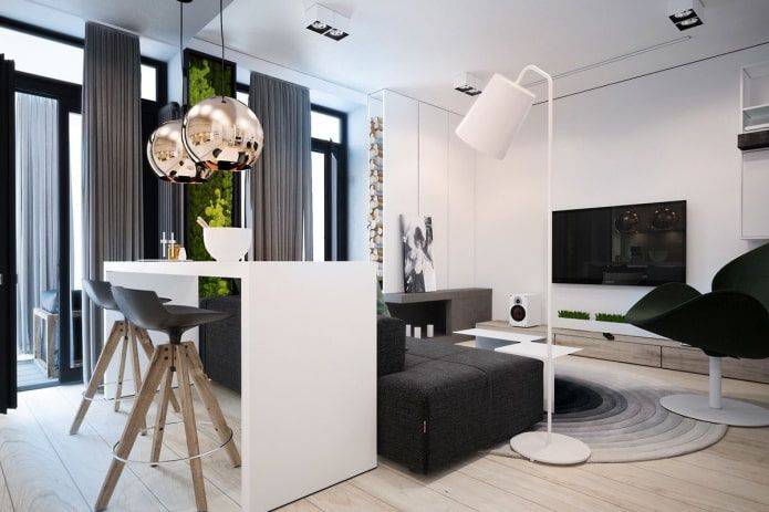 Дизайн однокомнатной квартиры 45 кв м в современном стиле – фото