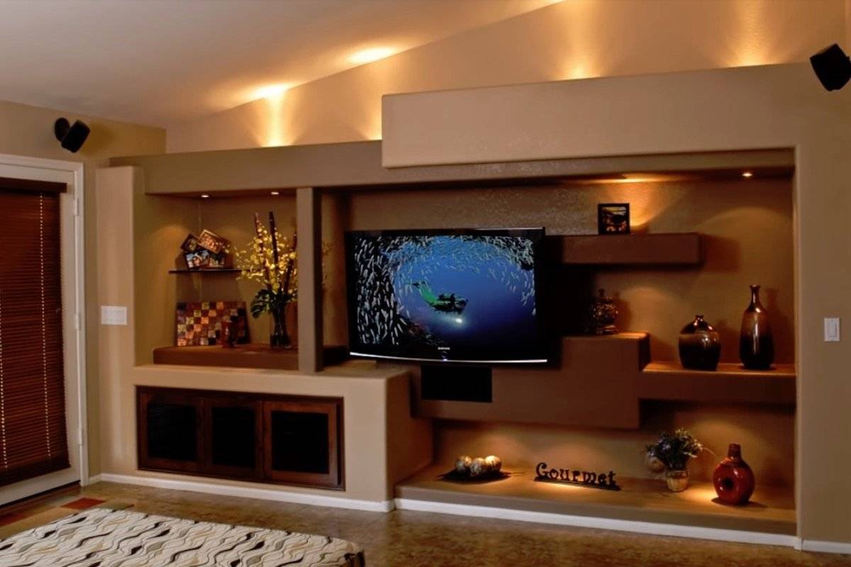 Создание ниши под телевизор из гипсокартона - функциональная идея - о комнате