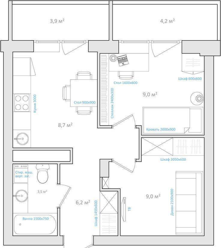 10 вариантов перепланировки однокомнатной квартиры