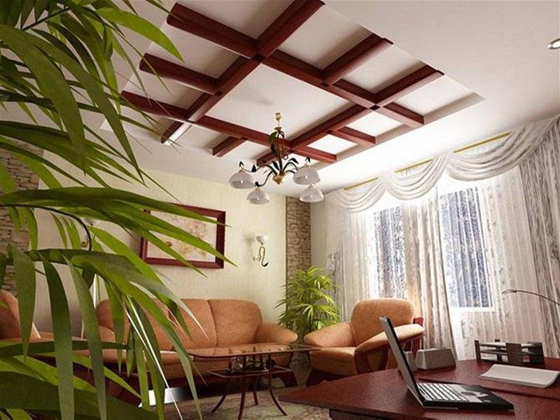 Отделка деревянных потолков (50 фото) различных вариантов