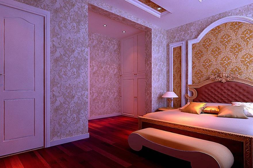 Интерьер спальни с обоями двух видов: способы комбинирования и фото