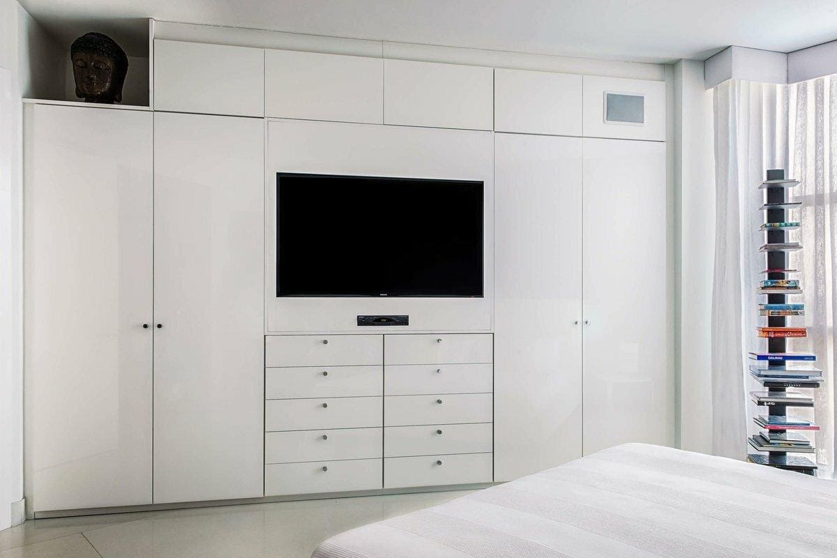 стенки в спальню современные с телевизором и шкафом