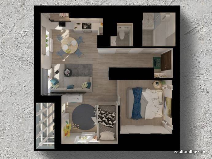 Дизайн однокомнатной квартиры в современном стиле: 13 проектов, 50 фото