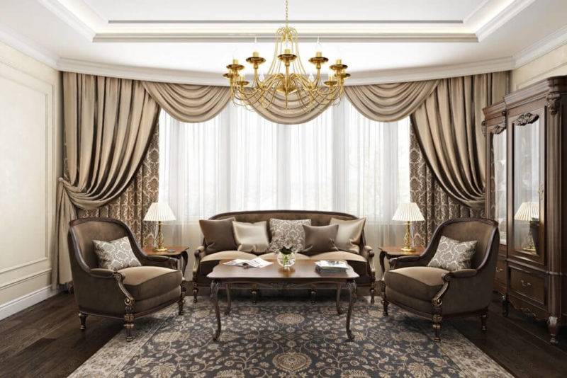 Дизайн штор для спальни в классическом стиле — 50 фото примеров в интерьере