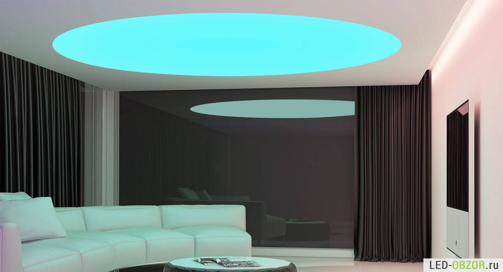 Светодиодный натяжной потолок с подсветкой. парящие потолки