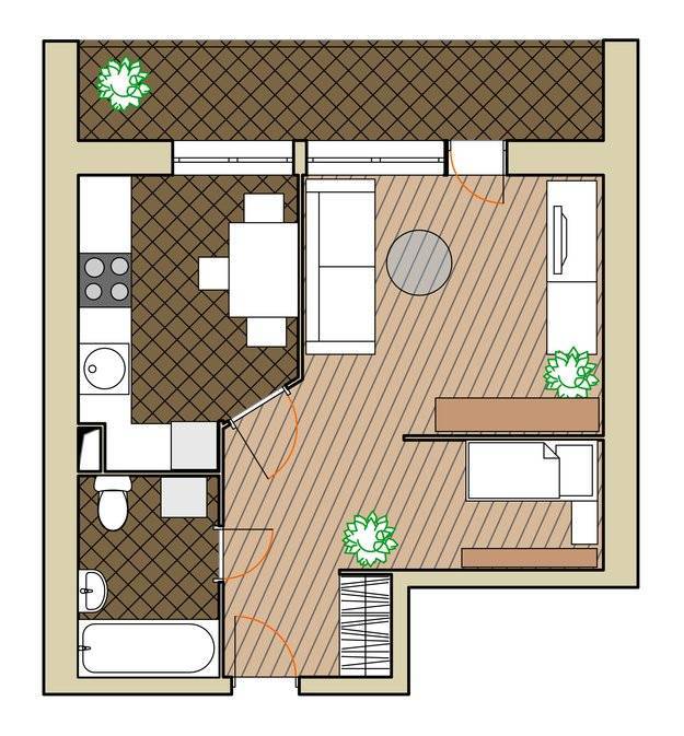 Зонирование однушки: дизайн интерьера однокомнатной квартиры