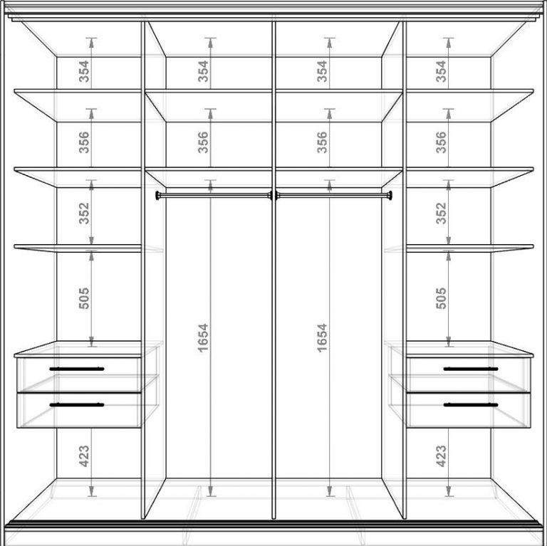 Схемы встроенного шкафа купе
