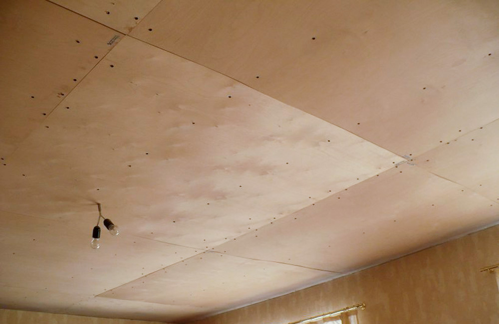 Потолок из фанеры под покраску фото в интерьере