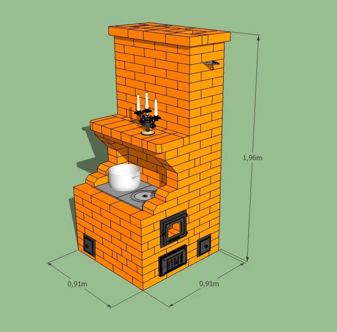 Печь с плитой и духовкой из кирпича порядовка и схема