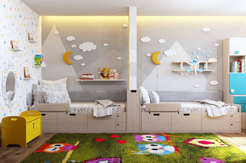 Детская комната для разнополых детей: варианты зонирования и лучшие проекты комнат (130 фото)