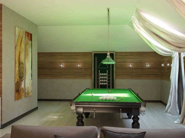 Комната для бильярда: оформления интерьера комнаты отдыха