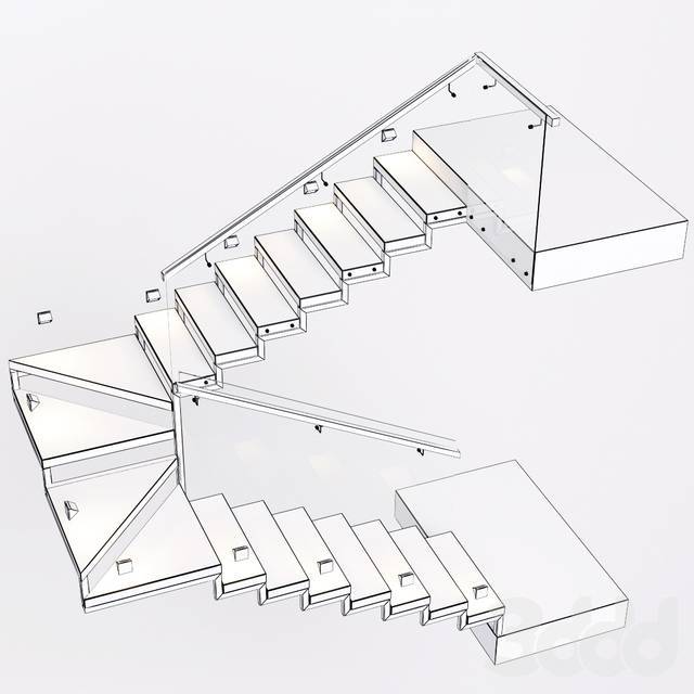 Расчет трехмаршевой лестницы на 180° с площадками