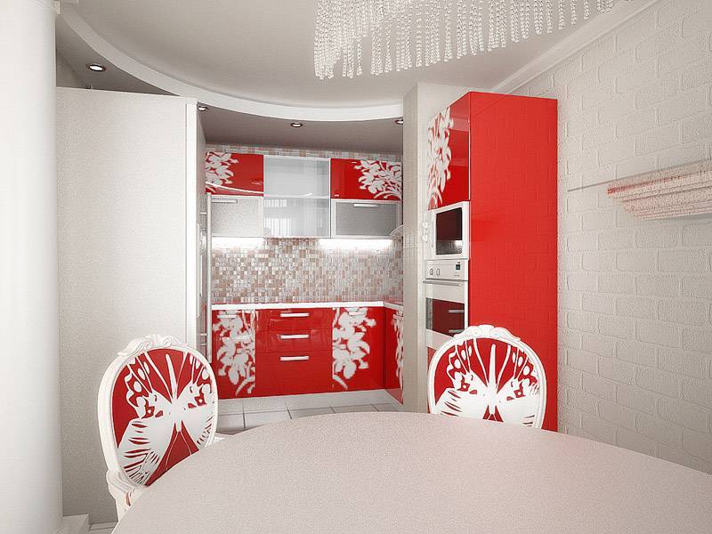 Кухня красно белая дизайн фото