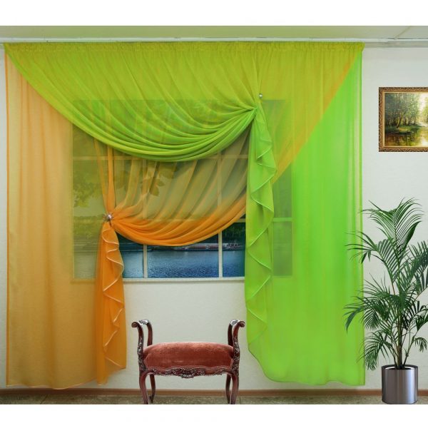 Шторы из вуали двух цветов: фото с идеями дизайна интерьера