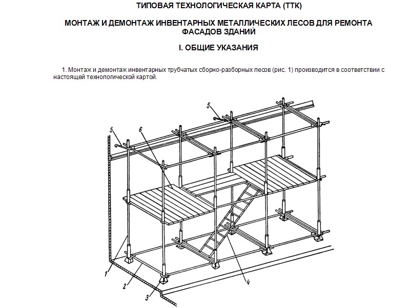 Технологическая карта на монтаж лесов строительных