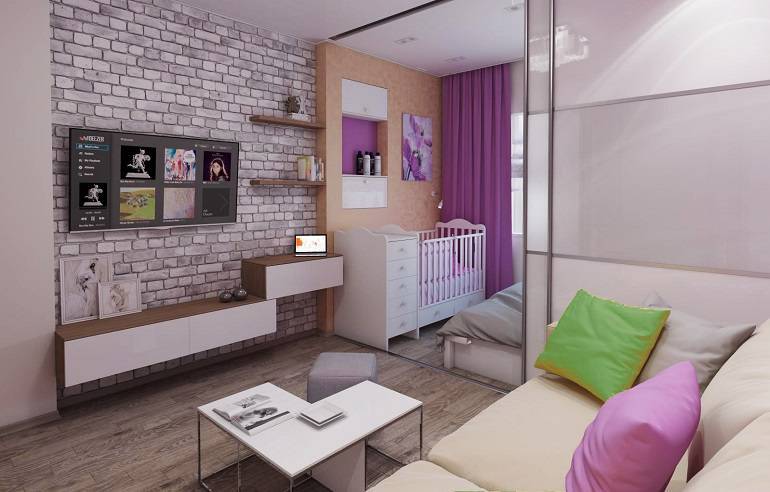 Дизайн однокомнатной квартиры с ребенком (34 фото интерьеров): примеры зонирования