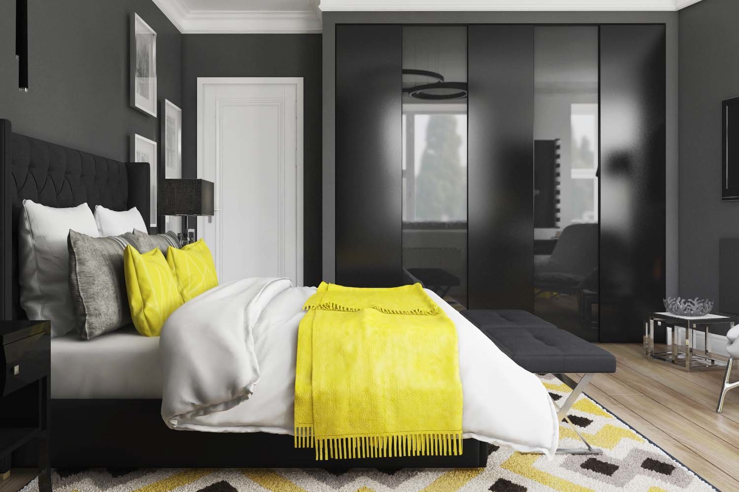 Интерьер черно-белой спальни – монохромный стиль комнаты + фото