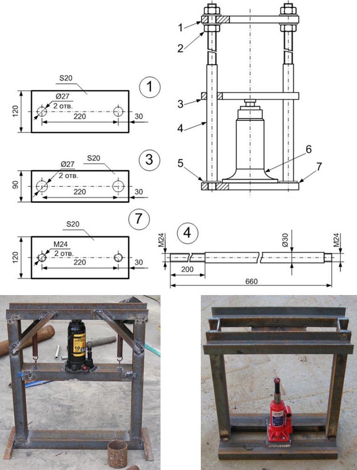 Пресс из домкрата своими руками чертежи