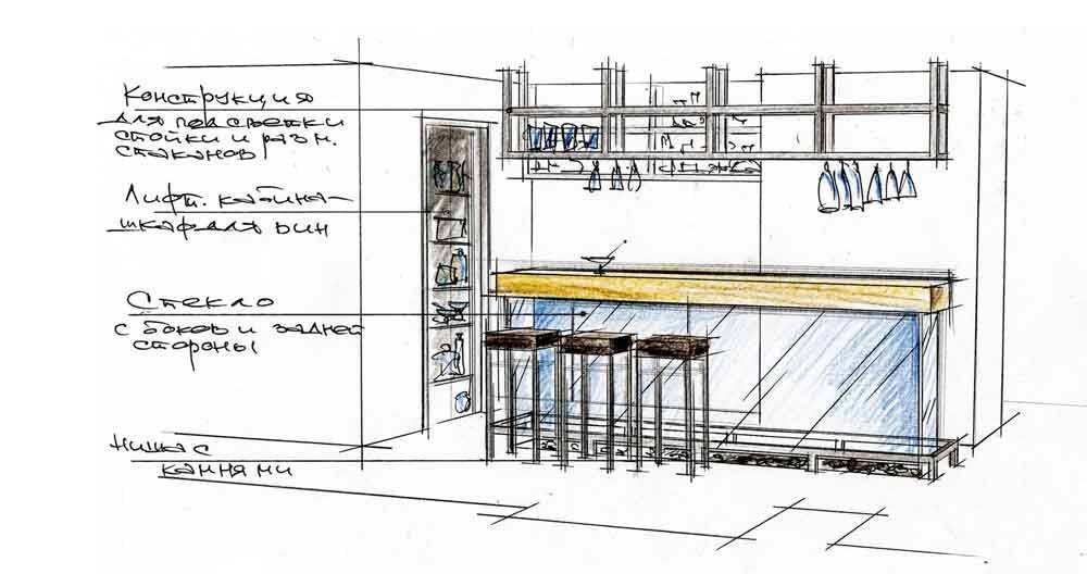 Чертеж мини бара