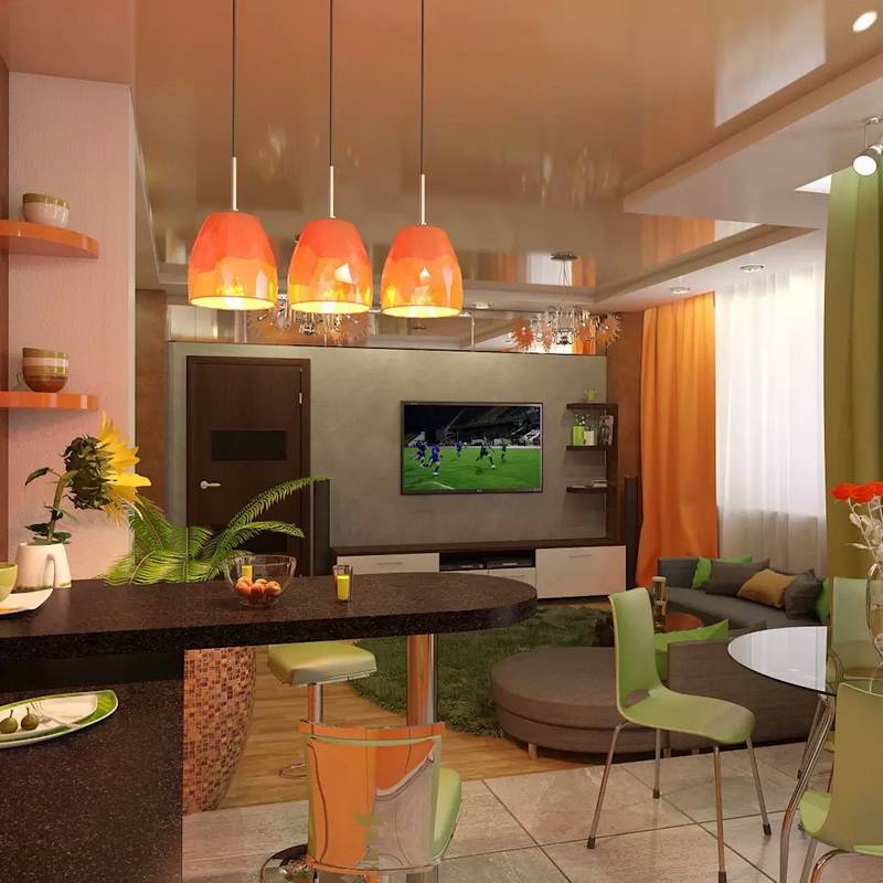 Дизайн кухни-студии в квартире - фото примеров