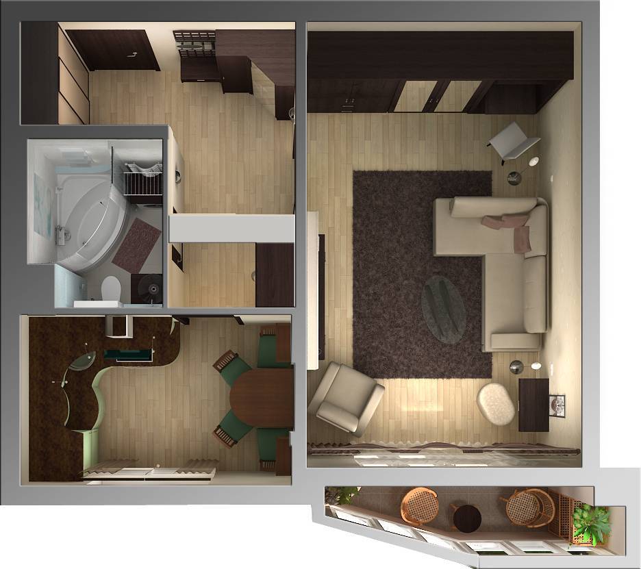 Секреты правильной организации пространства: идеи дизайна, фото однокомнатной квартиры 40 кв. м в современном стиле