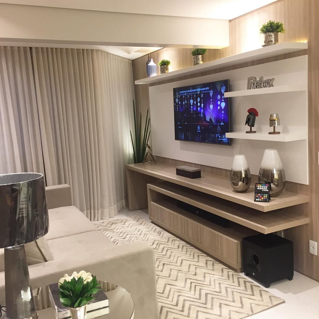 tv зона в гостиной в современном стиле