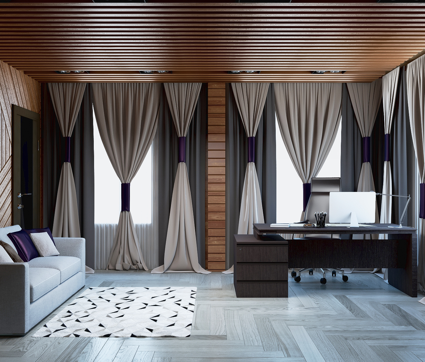 стильные шторы для гостиной в современном стиле