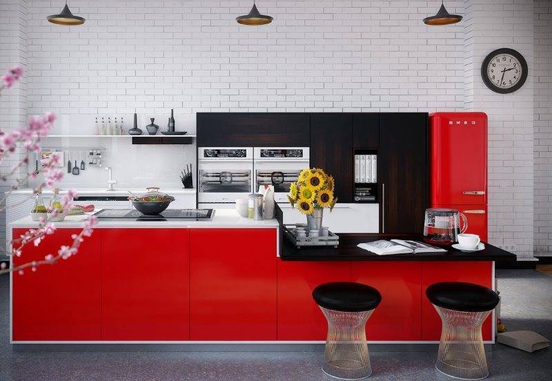 Красная кухня - 5 советов по дизайну и 85 фото