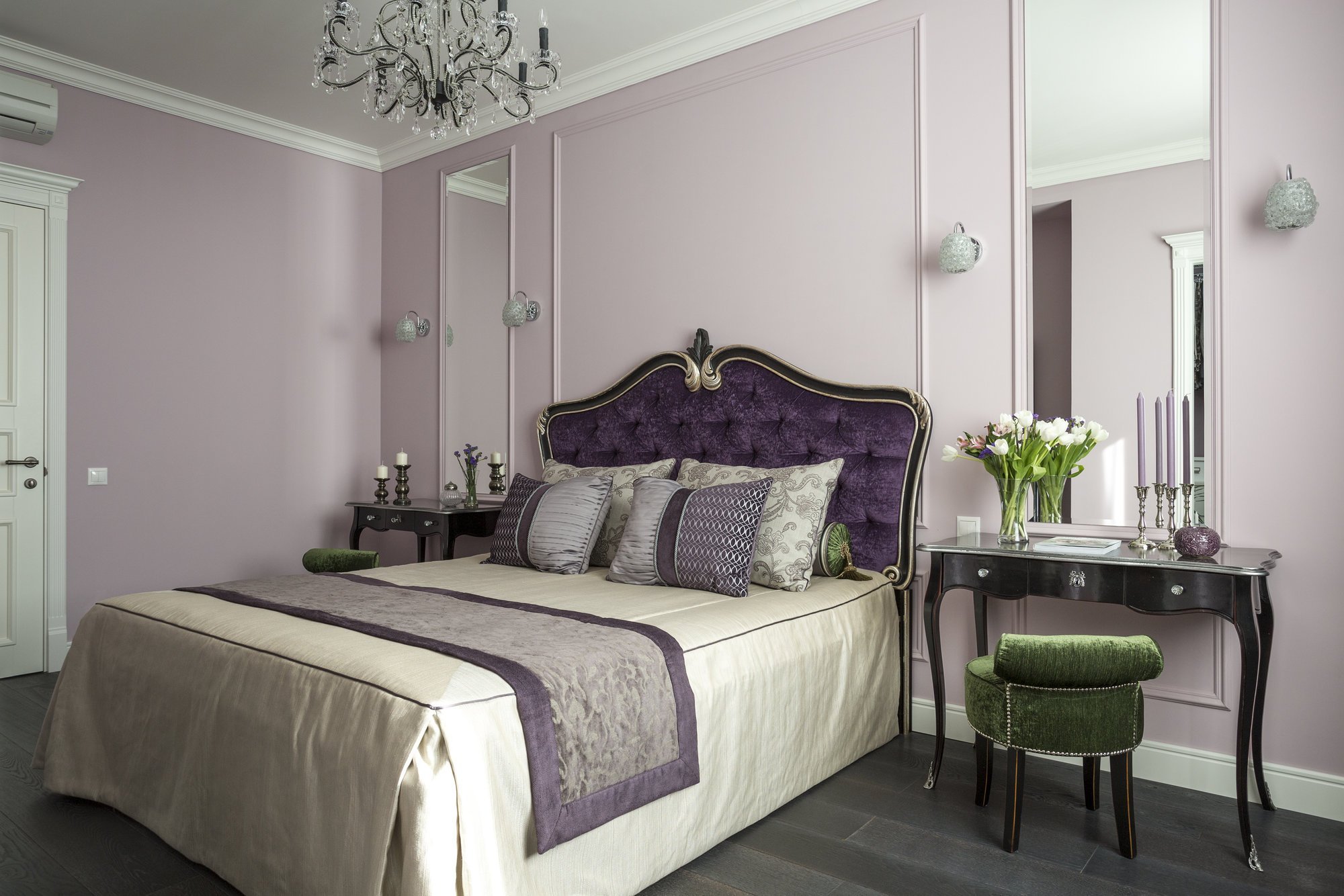 Фиолетовая спальня - идеи дизайна интерьера