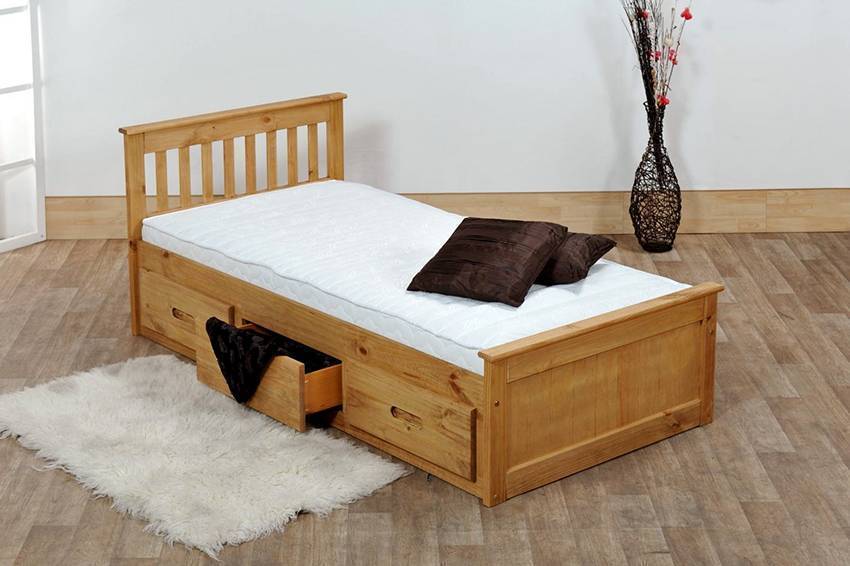 Односпальная кровать с ящиками для хранения вещей – лучший выбор для маленькой спальни