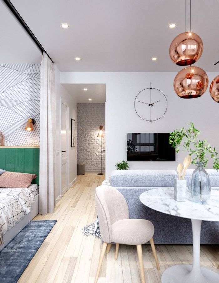 Дизайн однокомнатной квартиры: 100+ современных интерьеров на фото