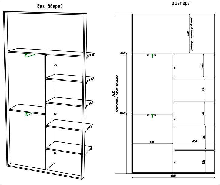 Как сделать встроенный шкаф купе своими руками: монтаж, схемы, чертежи, инструкция