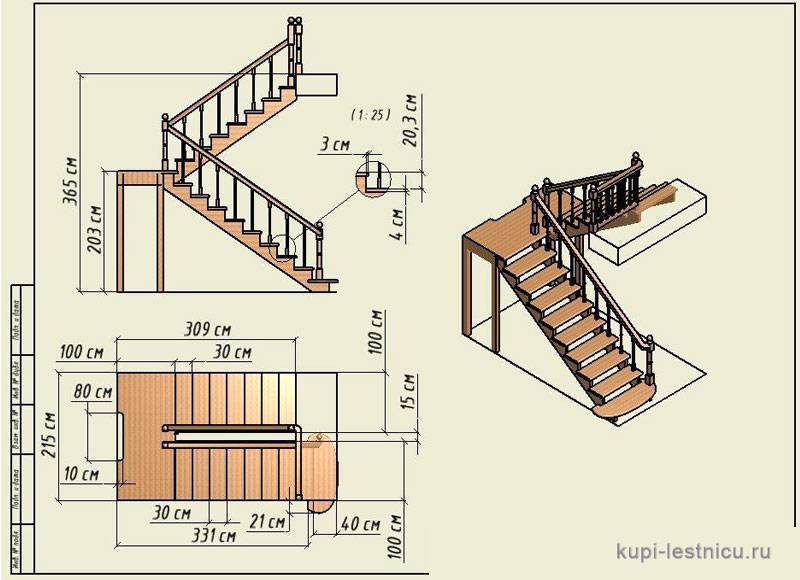 3d расчет лестницы с тремя пролетами и поворотными ступенями - онлайн калькулятор | perpendicular.pro