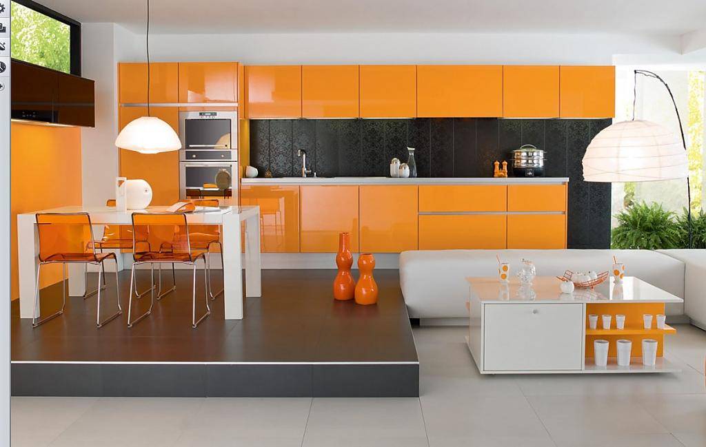 Дизайн кухни оранжевого цвета: фото, рекомендации