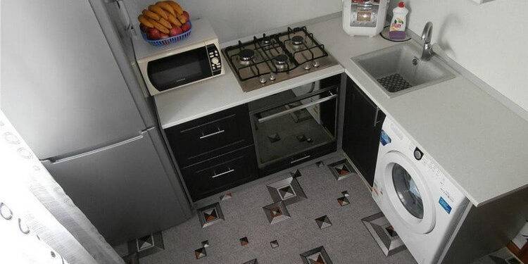 Дизайн интерьера маленькой кухни в хрущевке с холодильником и стиральной машиной