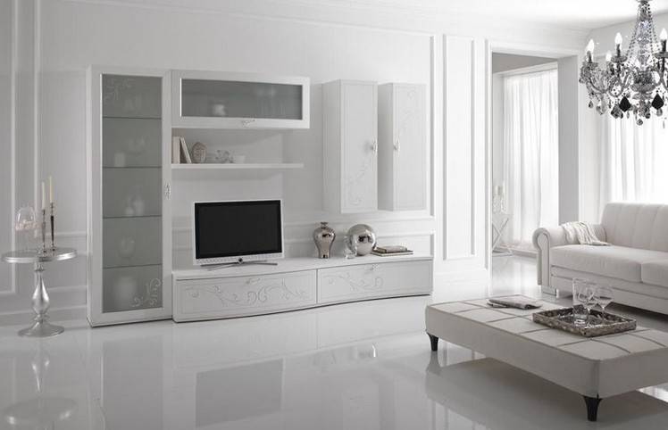 Белая гостиная в современном стиле | белая стенка в гостиную