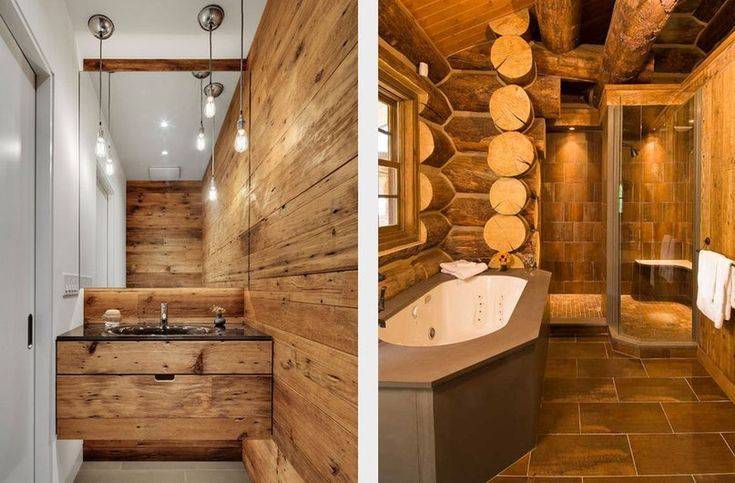 Ванная в деревянном доме: 200+ (фото) отделка, обустройство