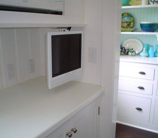 Телевизор на кухне — проводите время на кухне интересно! +76 фото обустройства