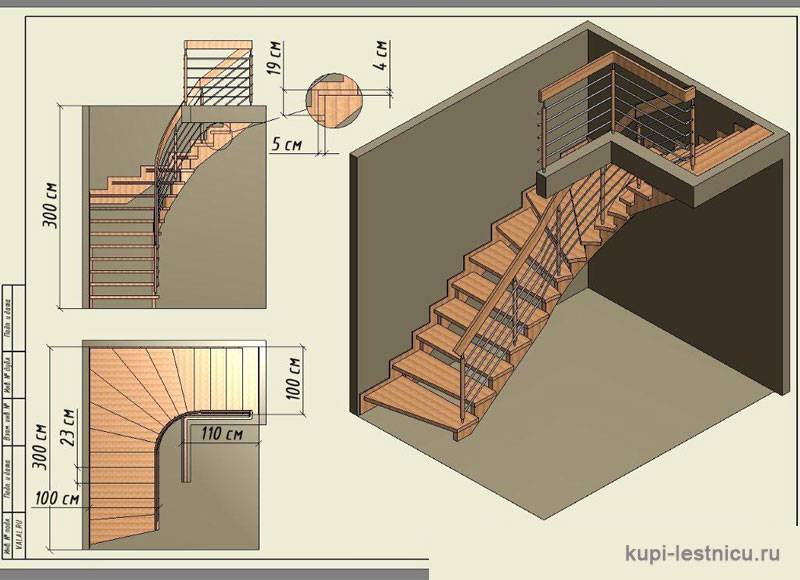 Угловая лестница план