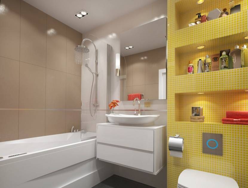 Дизайн ванной комнаты 5 кв м, совмещенного санузла с туалетом
 - 39 фото