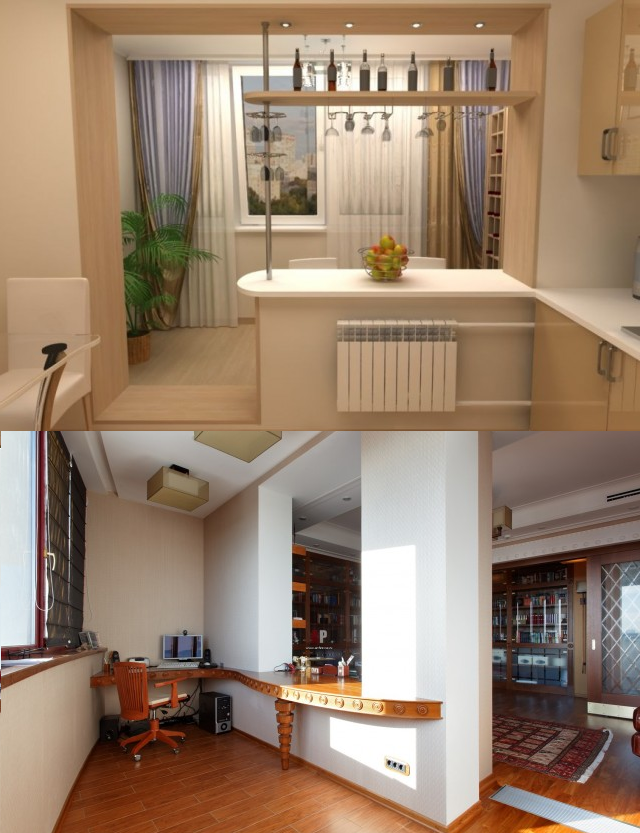 Дизайн кухни, совмещенной с балконом: 75 фото-идей