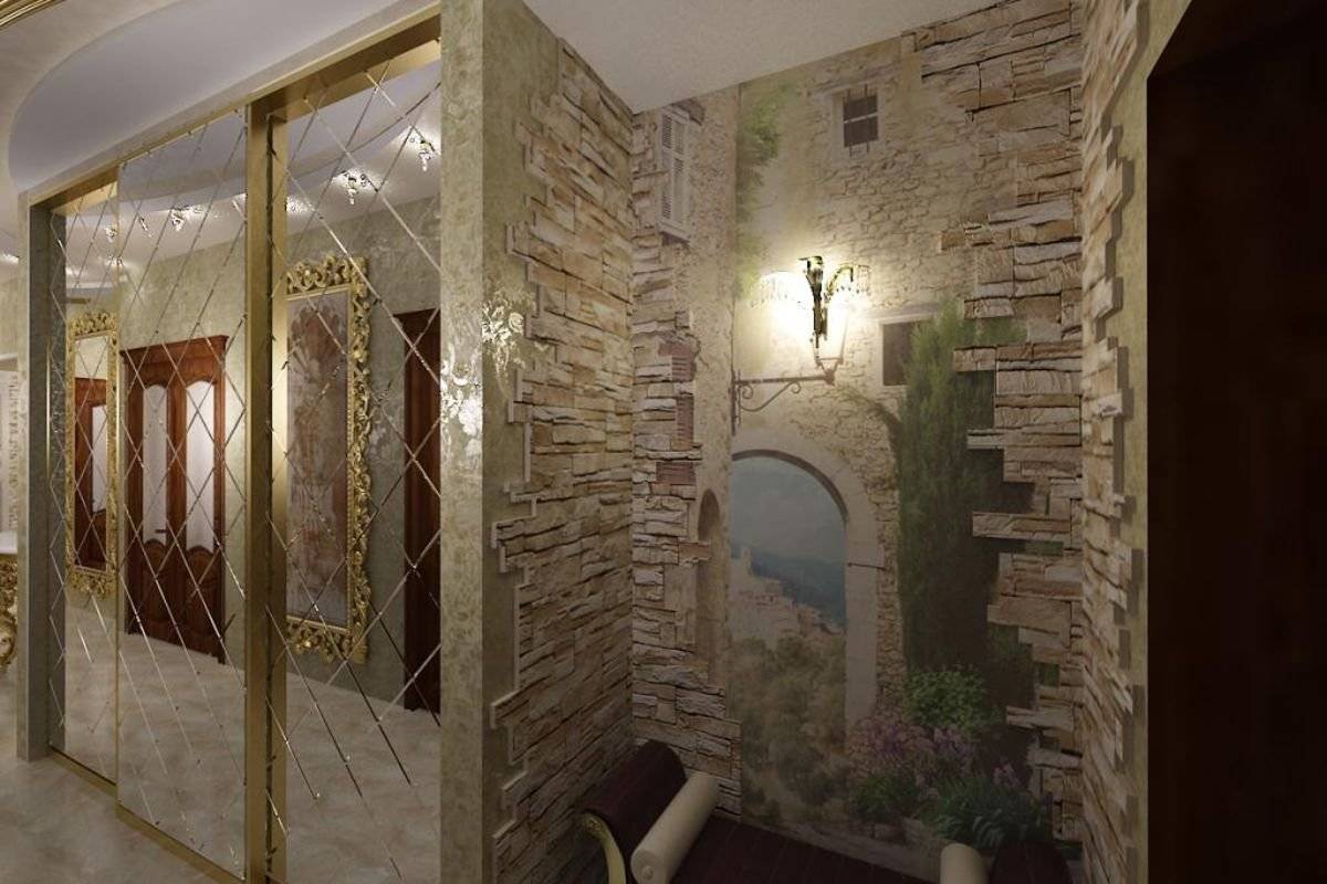 Декоративный камень в коридоре: 15 фото идей