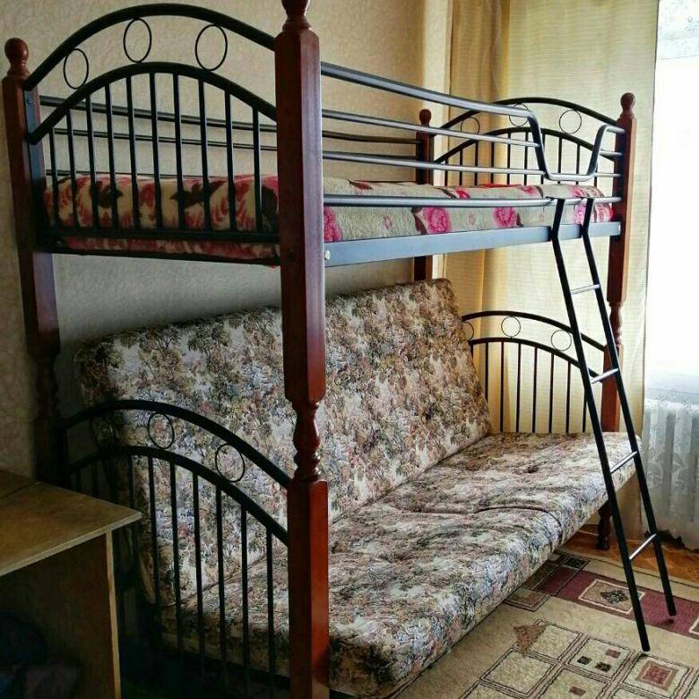 Конструкция двухъярусной кровати с диваном, взрослые и детские модели