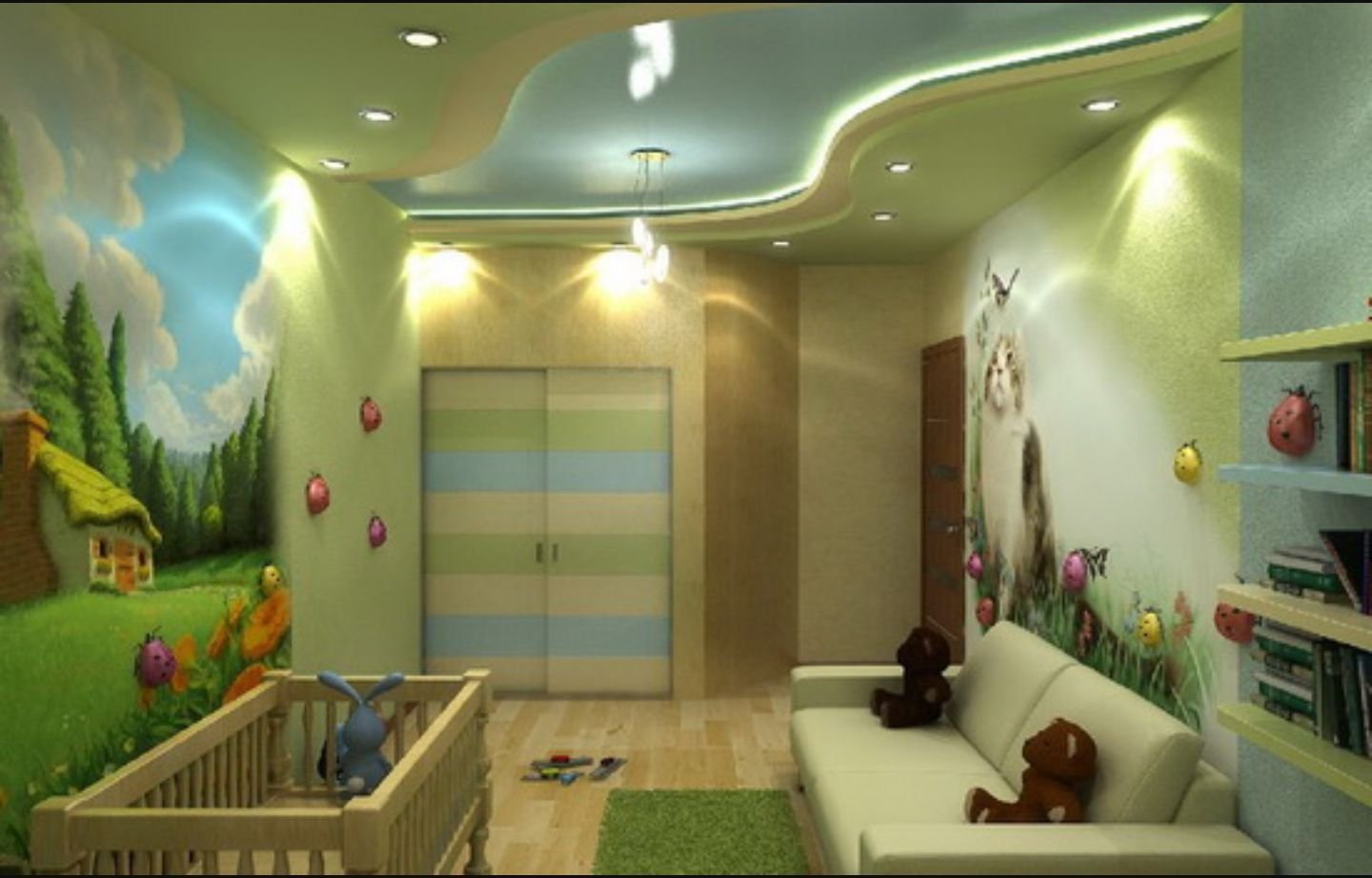 Потолок в детскую комнату: 64 фото создания потолочных конструкций