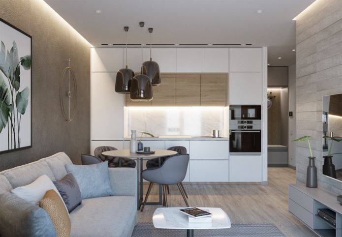 Кухня гостиная 15 кв м: варианты планировки и дизайн с диваном, примеры - 29 фото