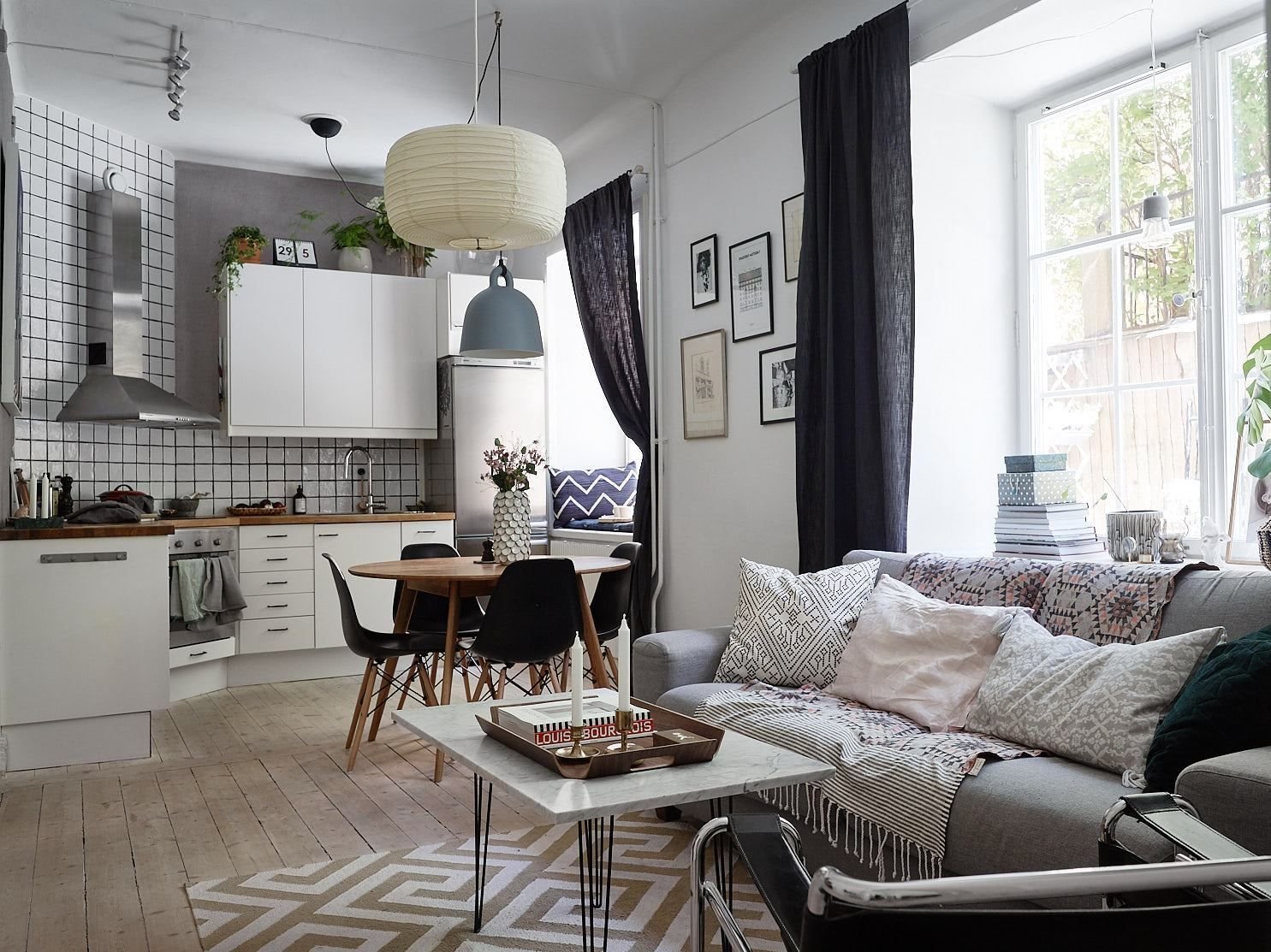 скандинавский стиль в интерьере квартиры кухня гостиная