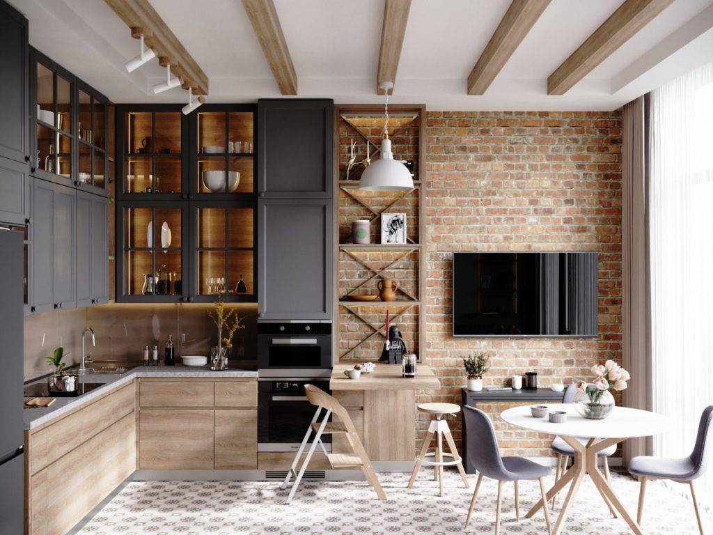 Кухни в стиле лофт: фото интересных дизайн-проектов интерьера, плитка