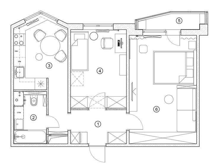 Дизайн однокомнатной квартиры п44т фото