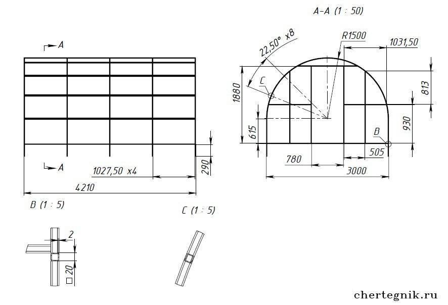 Парник из поликарбоната своими руками из профиля чертежи